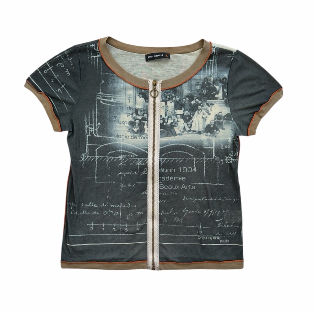Vintage Cop Copine Graphic “Beaux Arts” Zipper Top Y2K - Picture 2 of 7
